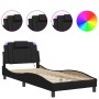 Estructura cama con luces LED cuero sintético negro 90x190 cm de , Camas y somieres - Ref: Foro24-3213987, Precio: 143,13 €, ...