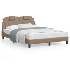 Bed frame with LED cappuccino synthetic leather 120x200 cm by , Beds and slatted bases - Ref: Foro24-3214012, Price: 216,99 €...