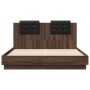 Oak brown engineered wood bed with headboard 150x200 cm by , Beds and slatted bases - Ref: Foro24-3209918, Price: 208,80 €, D...