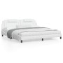 Estructura cama con luces LED cuero sintético blanco 200x200 cm de , Camas y somieres - Ref: Foro24-3214044, Precio: 226,09 €...