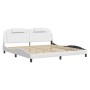 Bed frame with LED lights white synthetic leather 200x200 cm by , Beds and slatted bases - Ref: Foro24-3214044, Price: 226,09...