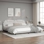 Estructura cama con luces LED cuero sintético blanco 200x200 cm de , Camas y somieres - Ref: Foro24-3214044, Precio: 226,09 €...