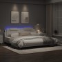 Bed frame with LED lights white synthetic leather 200x200 cm by , Beds and slatted bases - Ref: Foro24-3214044, Price: 226,09...