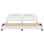 Bed frame with LED lights white synthetic leather 200x200 cm by , Beds and slatted bases - Ref: Foro24-3214044, Price: 226,09...