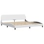 Bed frame with LED lights white synthetic leather 200x200 cm by , Beds and slatted bases - Ref: Foro24-3214044, Price: 226,99...