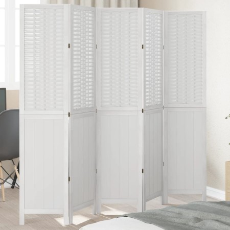 White Paulownia solid wood 5-panel dividing screen by , Room dividers - Ref: Foro24-358726, Price: 136,99 €, Discount: %