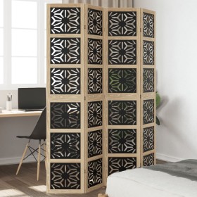 Divider screen 4 panels solid Paulownia wood brown black by , Room dividers - Ref: Foro24-358803, Price: 119,99 €, Discount: %