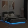 Bed frame with headboard LED lights concrete gray 120x190 cm by , Beds and slatted bases - Ref: Foro24-3210055, Price: 197,17...