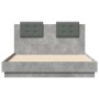 Bed frame with headboard LED lights concrete gray 120x190 cm by , Beds and slatted bases - Ref: Foro24-3210055, Price: 197,17...