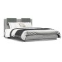 Estructura cama con cabecero luces LED gris Sonoma 120x190 cm de , Camas y somieres - Ref: Foro24-3210057, Precio: 183,42 €, ...