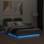 Bed frame with headboard LED lights Sonoma gray 120x190 cm by , Beds and slatted bases - Ref: Foro24-3210057, Price: 183,42 €...