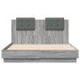 Bed frame with headboard LED lights Sonoma gray 120x190 cm by , Beds and slatted bases - Ref: Foro24-3210057, Price: 183,42 €...