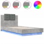 Concrete gray LED lights headboard bed frame 90x190 cm by , Beds and slatted bases - Ref: Foro24-3210062, Price: 162,36 €, Di...