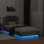 Concrete gray LED lights headboard bed frame 75x190 cm by , Beds and slatted bases - Ref: Foro24-3210069, Price: 158,01 €, Di...