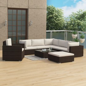 Garden furniture set 8 pieces with brown synthetic rattan cushions by vidaXL, Garden sets - Ref: Foro24-46765, Price: 786,99 ...