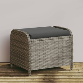 Garden stool with gray synthetic rattan cushion 58x46x46 cm by , Outdoor ottomans - Ref: Foro24-365734, Price: 81,86 €, Disco...