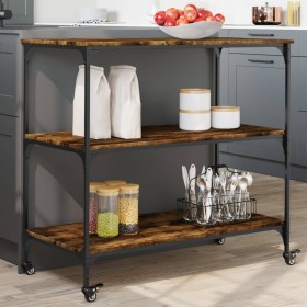 Smoked oak engineered wood kitchen cart 102x50x95 cm by , Kitchen and dining carts - Ref: Foro24-842323, Price: 89,43 €, Disc...