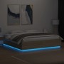 Estructura de cama con luces LED madera roble Sonoma 200x200 cm de , Camas y somieres - Ref: Foro24-3209585, Precio: 195,99 €...