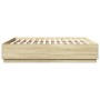 Estructura de cama con luces LED madera roble Sonoma 200x200 cm de , Camas y somieres - Ref: Foro24-3209585, Precio: 195,99 €...