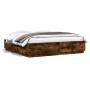 Bed frame with LED lights smoked oak wood 200x200 cm by , Beds and slatted bases - Ref: Foro24-3209587, Price: 201,82 €, Disc...