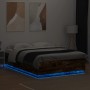 Bed frame with LED lights smoked oak wood 150x200 cm by , Beds and slatted bases - Ref: Foro24-3209608, Price: 180,93 €, Disc...