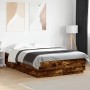 Bed frame with LED lights smoked oak wood 150x200 cm by , Beds and slatted bases - Ref: Foro24-3209608, Price: 180,93 €, Disc...