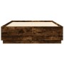 Bed frame with LED lights smoked oak wood 150x200 cm by , Beds and slatted bases - Ref: Foro24-3209608, Price: 180,93 €, Disc...