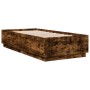 Bed frame with LED lights smoked oak wood 100x200 cm by , Beds and slatted bases - Ref: Foro24-3209629, Price: 139,99 €, Disc...