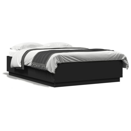 Estructura cama con luces LED madera ingeniería negro 160x200cm de , Camas y somieres - Ref: Foro24-3209598, Precio: 190,77 €...