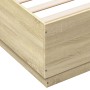 Estructura cama con luces LED madera roble Sonoma 120x200 cm de , Camas y somieres - Ref: Foro24-3209620, Precio: 172,26 €, D...