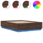 Bed frame with LED lights oak brown wood 160x200 cm by , Beds and slatted bases - Ref: Foro24-3209603, Price: 188,89 €, Disco...