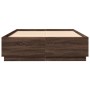 Estructura cama con luces LED madera marrón roble 160x200 cm de , Camas y somieres - Ref: Foro24-3209603, Precio: 188,68 €, D...