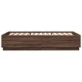 Bed frame with LED lights oak brown wood 160x200 cm by , Beds and slatted bases - Ref: Foro24-3209603, Price: 188,89 €, Disco...