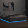 Bed frame with LED lights concrete gray wood 180x200 cm by , Beds and slatted bases - Ref: Foro24-3209593, Price: 191,59 €, D...