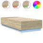 Estructura de cama con luces LED madera roble Sonoma 90x200 cm de , Camas y somieres - Ref: Foro24-3209634, Precio: 129,66 €,...