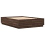 Bed frame with LED lights brown oak wood 140x200 cm by , Beds and slatted bases - Ref: Foro24-3209617, Price: 184,71 €, Disco...