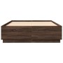 Bed frame with LED lights brown oak wood 140x200 cm by , Beds and slatted bases - Ref: Foro24-3209617, Price: 184,71 €, Disco...