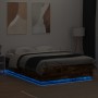 Estructura cama con luces LED madera roble ahumado 160x200 cm de , Camas y somieres - Ref: Foro24-3209601, Precio: 183,81 €, ...