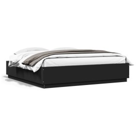 Estructura cama con luces LED madera ingeniería negro 180x200cm de , Camas y somieres - Ref: Foro24-3209591, Precio: 197,45 €...