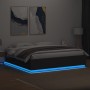 Bed frame with LED lights black engineered wood 180x200cm by , Beds and slatted bases - Ref: Foro24-3209591, Price: 197,45 €,...