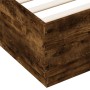 Bed frame with LED lights smoked oak wood 140x200 cm by , Beds and slatted bases - Ref: Foro24-3209615, Price: 178,61 €, Disc...