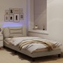 Estructura de cama con luces LED tela crema 90x200 cm de , Camas y somieres - Ref: Foro24-3213681, Precio: 168,87 €, Descuent...