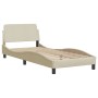 Estructura de cama con luces LED tela crema 90x200 cm de , Camas y somieres - Ref: Foro24-3213681, Precio: 168,87 €, Descuent...