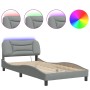 Estructura de cama con luces LED tela gris claro 100x200 cm de , Camas y somieres - Ref: Foro24-3213683, Precio: 165,54 €, De...