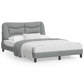 Estructura de cama con luces LED tela gris claro 140x190 cm de , Camas y somieres - Ref: Foro24-3213697, Precio: 208,18 €, De...