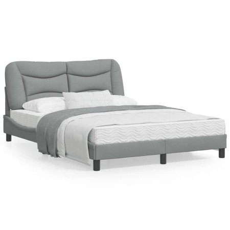 Estructura de cama con luces LED tela gris claro 140x190 cm de , Camas y somieres - Ref: Foro24-3213697, Precio: 214,65 €, De...