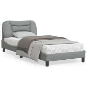 Bed frame with LED lights light gray fabric 90x200 cm by , Beds and slatted bases - Ref: Foro24-3213676, Price: 158,99 €, Dis...