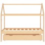 Pine wood children's bed frame with drawer 80x160 cm by vidaXL, Cribs and beds for children - Ref: Foro24-322137, Price: 176,...