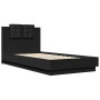 Bed frame with headboard and LED lights black 90x190 cm by , Beds and slatted bases - Ref: Foro24-3210060, Price: 169,02 €, D...