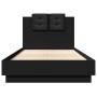 Bed frame with headboard and LED lights black 90x190 cm by , Beds and slatted bases - Ref: Foro24-3210060, Price: 169,02 €, D...